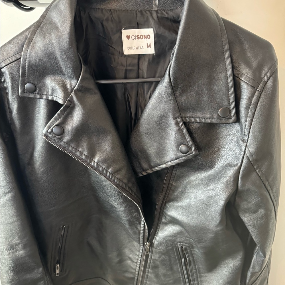 Faux leather jacket. Bomber style